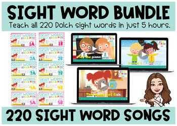 Preview of Sight Words Songs Complete Bundle (220 Dolch Sight Words, Pre-K to Grade 1-3)