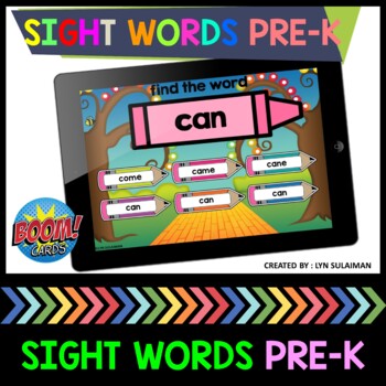 Preview of Sight Words Spring Activities Pre-K | BOOM Cards™