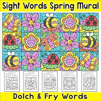 Preview of Spring Color by Sight Words Mural - Makes a Fun March Bulletin Board