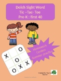 Sight Words Tic-Tac-Toe Dolch #1-40