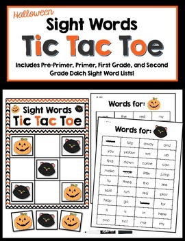 Halloween Tic Tac Toe Template for Letters, Numbers, Sight Words