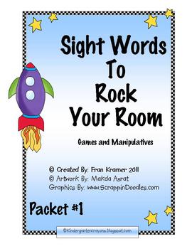 Preview of Sight Words To Rock Your Room: Packet #1