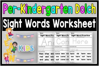 Preview of Sight Words Tracing Book Pre K