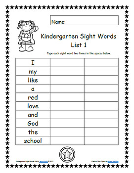 Preview of Sight Words Typing Practice