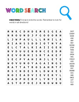 Sight Words Word Search 1st - 2nd Grade, Special Education | TPT