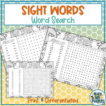 Sight Words Word Search Puzzle Activity by Busy Bee Puzzles | TPT