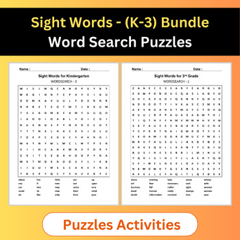 Preview of Sight Words | Word Search Puzzles Activities | (K-3) Grades