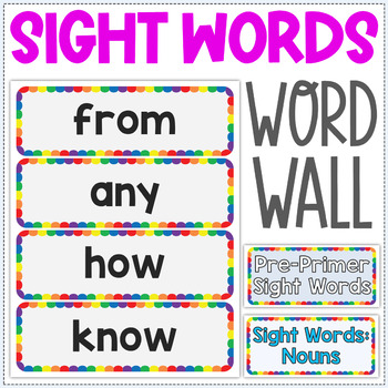 Preview of Sight Words Word Wall - 315 words - Pre-primer, Primer, First, Second, & Third