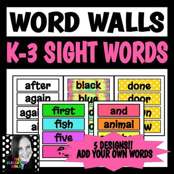 Preview of Sight Words Word Wall EDITABLE for Kindergarten 1st 2nd 3rd Grade 400+ Words