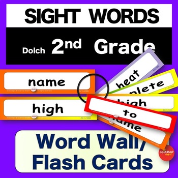 Preview of Sight Words - Word Wall / Flash Cards - 2nd GRADE -  K-3 - Dolch - NO PREP