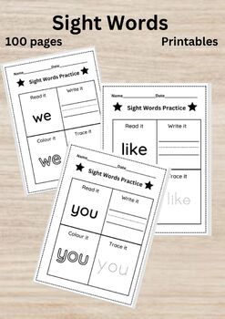 Preview of Sight Words Worksheets (100 pages)