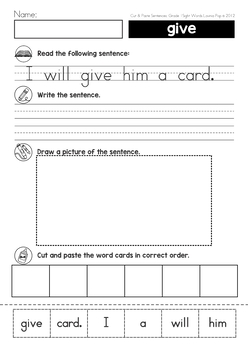 first grade sight words sentence worksheets