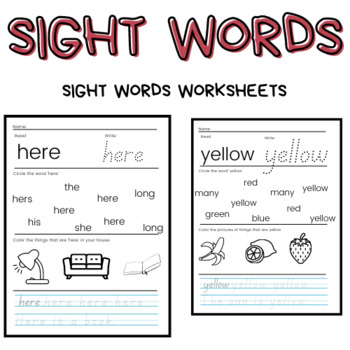 Sight Words Worksheets by Madelyn Noelle | TPT