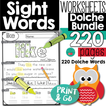 Preview of Sight Words Worksheets - Dolche List 220 Pages 