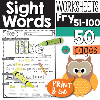 Preview of Sight Words Practice Pages with Sample Sentences