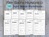 Sight Words Worksheets - Fry Sixth Hundred, Sight Words Pr