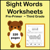 Sight Words Worksheets Pre-Primer Through 3rd Grade