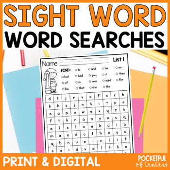 Preview of Sight Words Worksheets - Word Searches - Sight Word Practice - Digital Resource