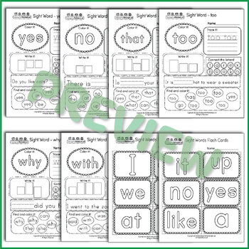 Sight Words Worksheets for Kindergarten (117 Pages) Distance Learning