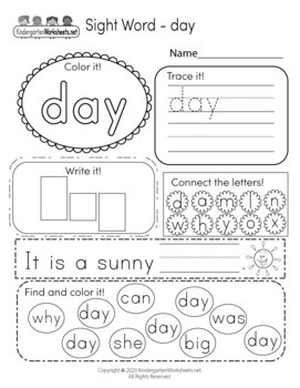 sight words worksheets for kindergarten 117 pages distance learning