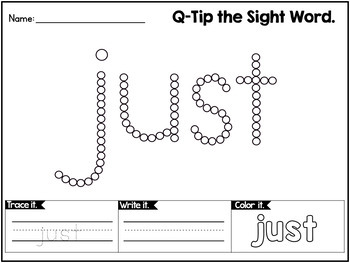 q tip painting first grade sight words worksheets by