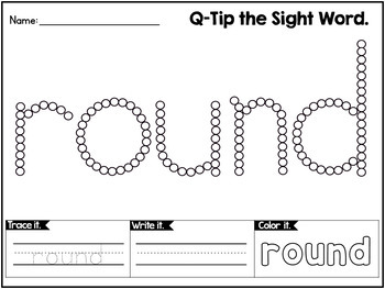 q tip painting first grade sight words worksheets by