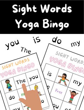 Preview of Sight Words Yoga Bingo,Kindergarten, ENL,OT, PT, movement, gross motor
