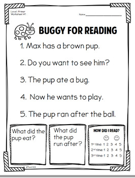 Fluency Passage Primer First Grade by Teach123-Michelle | TpT