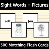 Sight Words and Picture Matching Flash Cards - Matching Word to Picture - ABA