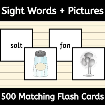 Preview of Sight Words and Picture Matching Flash Cards - Matching Word to Picture - ABA