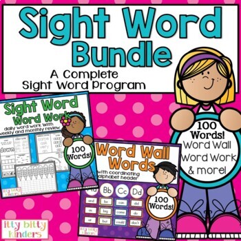 Preview of Kindergarten Sight Word Bundle, Activities, Word Work, Word Wall Cards