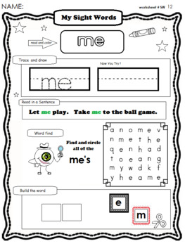 Preview of Sight Words at Home "ME"