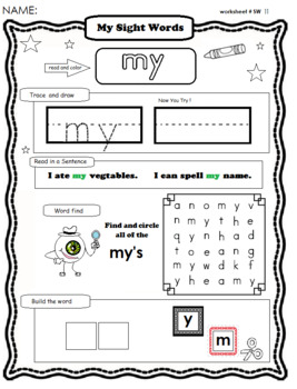 Preview of Sight Words at Home "MY"
