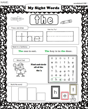 Preview of Sight Words at Home "THE"