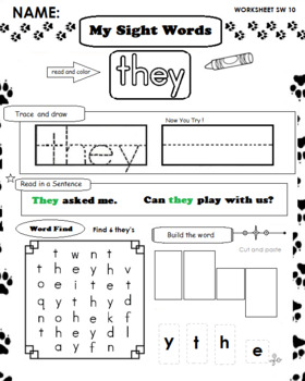 Preview of Sight Words at Home "THEY"
