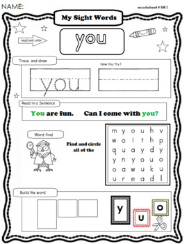 Preview of Sight Words at Home "YOU"