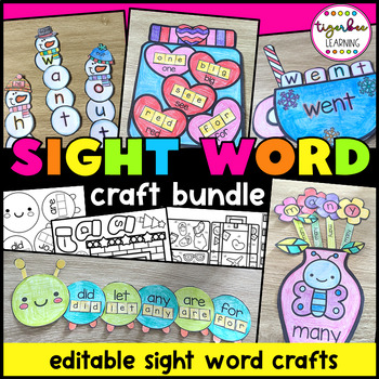 Preview of Sight Words crafts: Yearlong Bundle