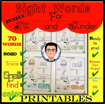 Preview of Sight Words for TK and Kinder