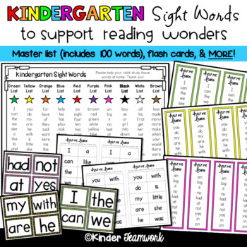 Preview of Sight Words for Wonders Kindergarten