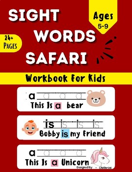 Preview of Sight Words workbook Safari : Activity  book for kindergarten kids