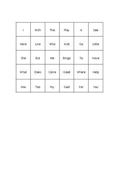 Preview of Sight word Bingo