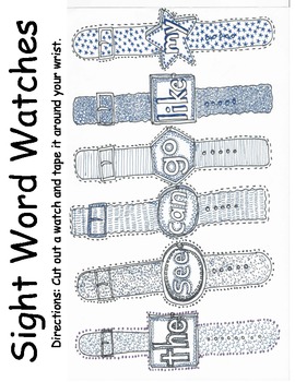 Preview of Sight word / Dolch word watches for Kindergarten