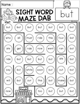 Sight word Maze Dab (Primer) Print & Digital | Google Slides by Miss ...