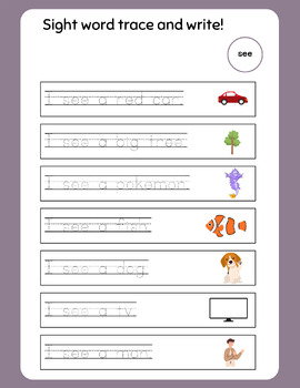 Preview of Sight word- See- Trace and Write