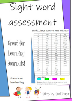 Preview of Kindergarten Sight word assessment freebie