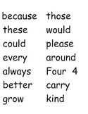 Sight word cards for grade 3
