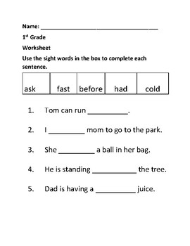 Sight words fill in the blank by Douglas Grant | TpT