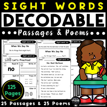 Preview of Sight word fluency reading decodable passages with comprehension questions