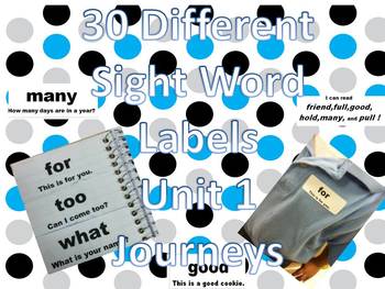 Preview of Sight word labels for Journeys Common Core Unit 1 lesson 2 FREEBIE