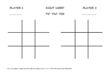 Preview of Sight word tic-tac-toe